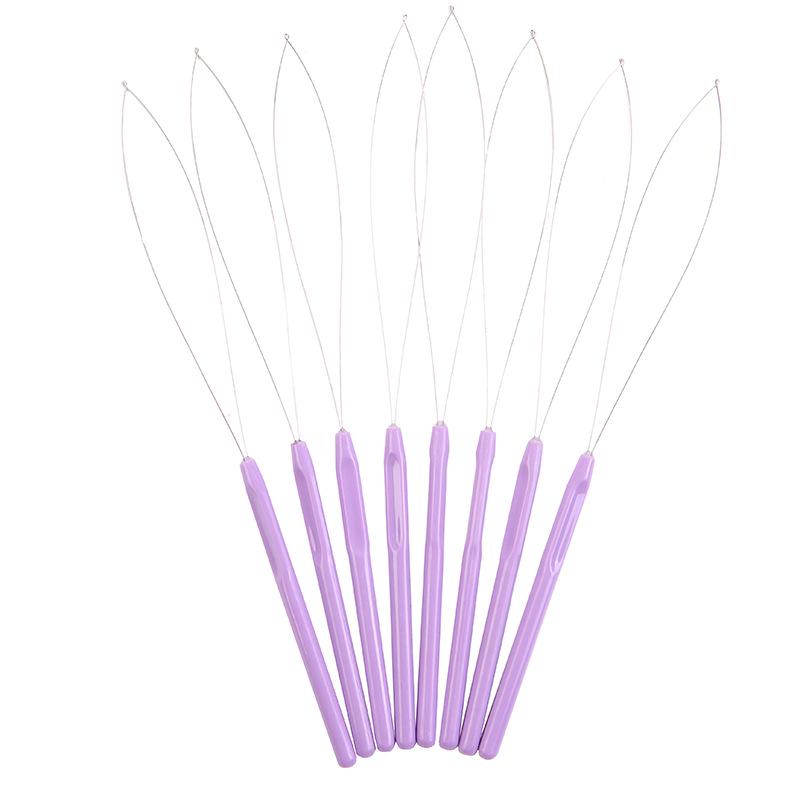 Plastic Handle Steel Wire Crochet Hook for Hair Extensions and Beading - Stainless Steel DIY Tool