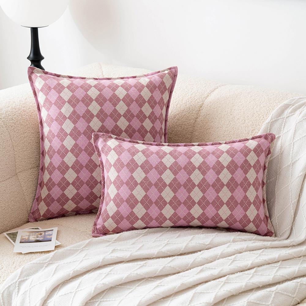 Geometric Plaid Simple Pillow Ins Style Home Sofa Bedside Decoration Cushion Cover Office Sitting Waist Protection Pillow