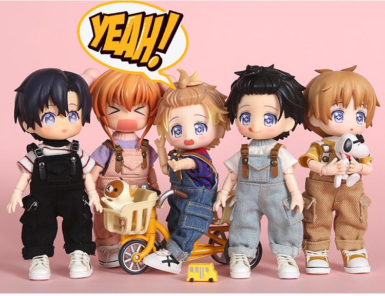 New OB11 bjd Doll Clothes Stripe Shorts Sleeve T-shirt for 1/8 1/12bjd, obitsu11,ob11,molly Doll Accessories Clothing