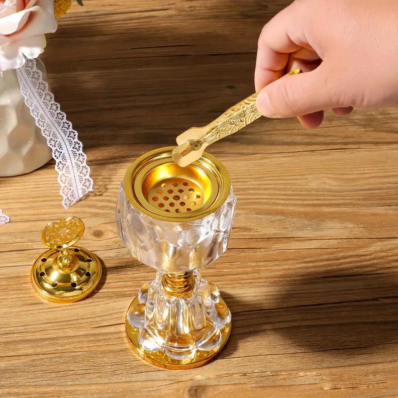 1Pcs Olden Gold Incense Tongs Carved Pattern Incense Tongs Incense Starter Tool Carbon Tweezers Tea Room Clamp Accessories
