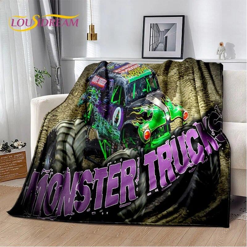 Cartoon Monster Jam 3D Monster Truck Blanket,Soft Throw Blanket for Home Bedroom Bed Sofa Picnic Travel Office Cover Blanket Kid