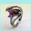 Genuine Purple Crystal Marquise Cut And Black Ring Titanium