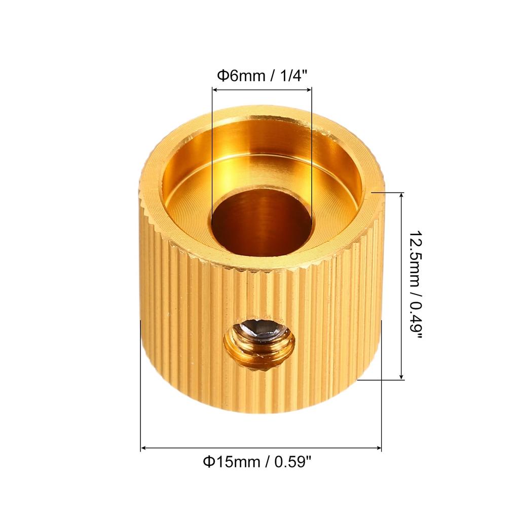 uxcell Aluminum Potentiometer Inner Diameter x Outer Diameter x Universal Volume Control Knobs for Guitar and Linear Gold Finish 8-Pack Knobs, 1/4"