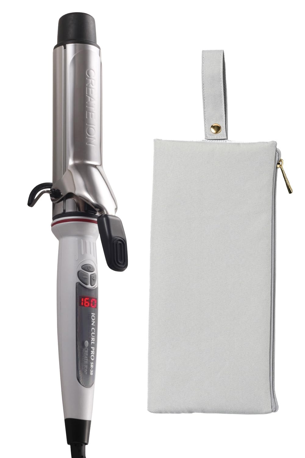 CREATE ION Плойка для завивки волос C73312 Плойка для волос Чехол Create ION 38 мм Плойка [Авторизованный продавец] SR-38 + Термостойкий (Светло-серый) набор. Железо.