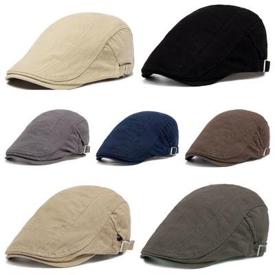 Beret Hat For Men Casual British Style Spring And Autumn Casual Forward Hat Cotton Vintage Solid Color Sunshade Baseball Cap