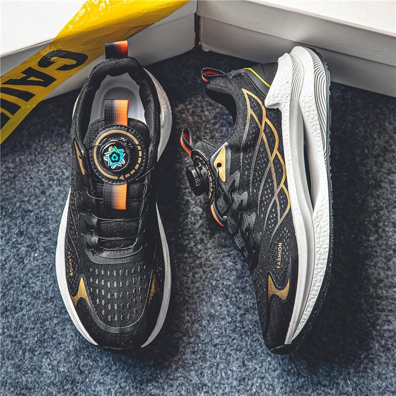 New Men's Shoes Autumn Breathable Button Rotating Convenient Mesh Sports Outdoor Sports Leisure Running and Hiking Shoes