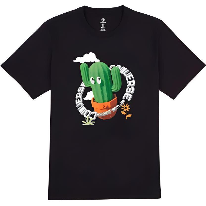 Converse T Shirts Unisex Black Crew Neck Moderate 10023995-A02 L