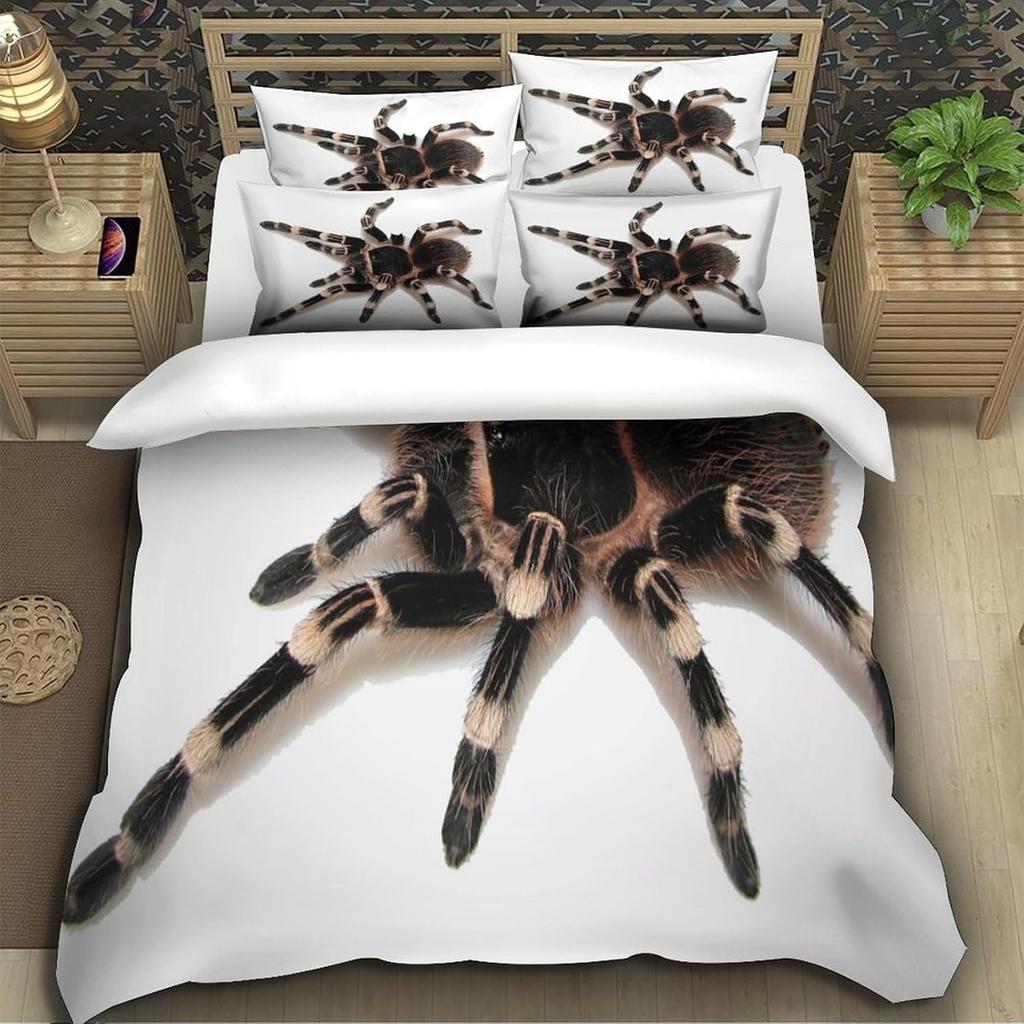 Spider Series 3D Print Duvet Cover Set, Microfiber Comforter Cover Hidden Zipper, Hidden Zipper, All Season, Machine Washable