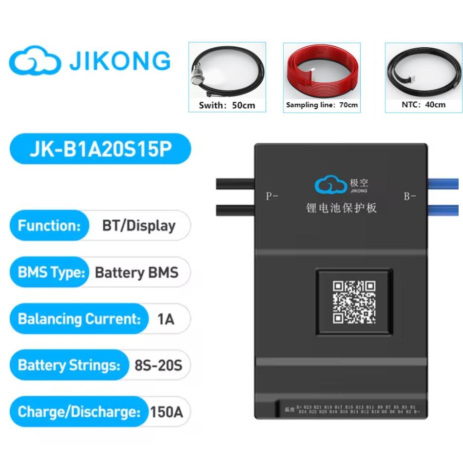 JIKONG Jk Bms B2A24S20P 2A Active Balance Bms 8S 10S 12S 16S 17S 20S 24S Smart Bms 100A 150A 200A Lifepo4 Li-Ion Lto Battery BMS