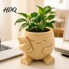 Succulent Planter Pot 3D Printed Cute Character Planter Sleepy Face Flower with Modern Minimalist Plant Basin Pillow Mini Desktop Container