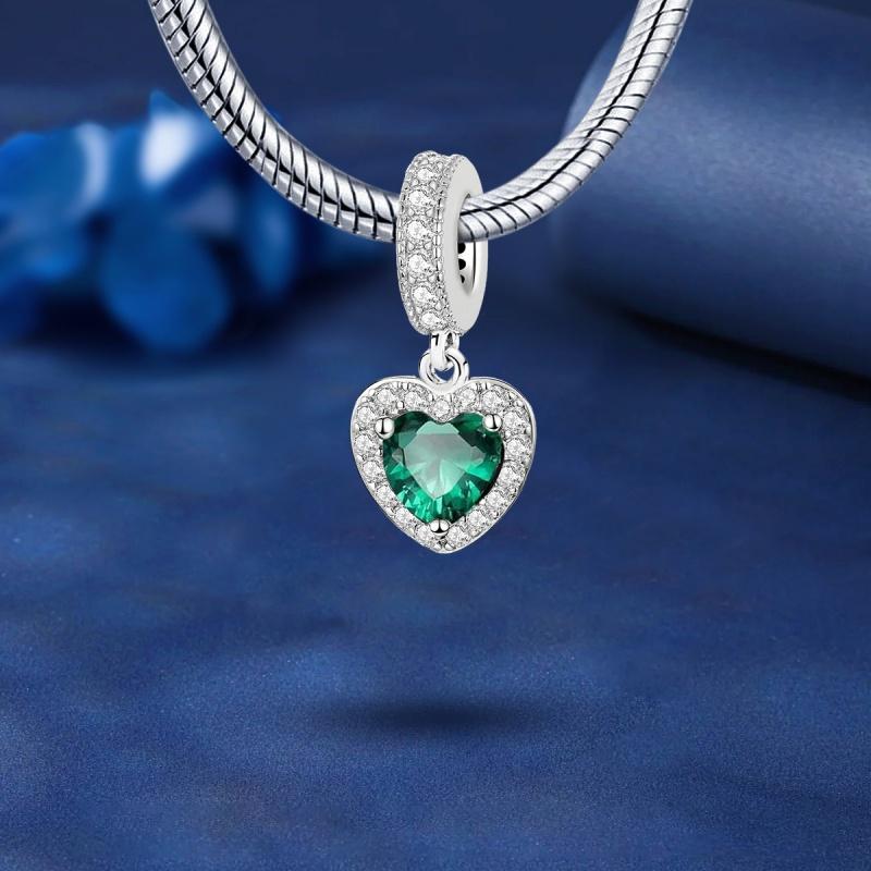 Copper Fashion Zircon Red Love Heart Charms Beads Fit Original Pan Bracelet Bangles Diy Fine Jewelry For Women