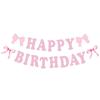 Roze Strik Verjaardag Feest Decoraties Set: Banner & Slingers