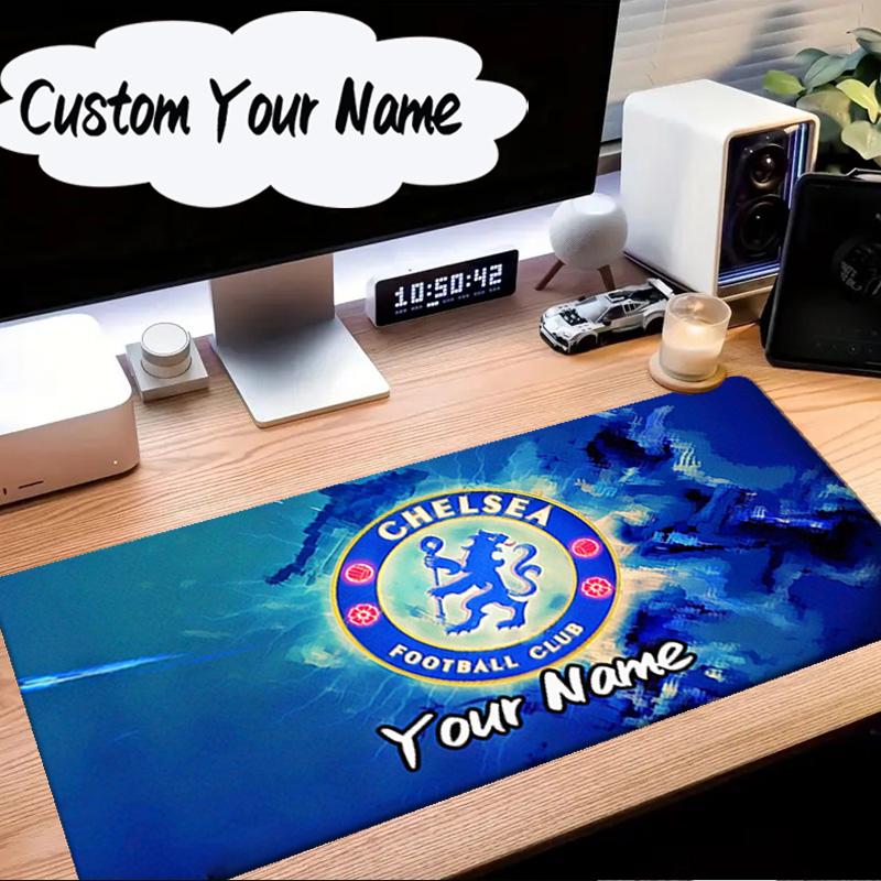 Custom Name Mouse Pad Blue Chelsea Football Club Logo Mouse Pad Desk Mat, Non-Slip Rubber Backer Pad For Computer Notebook Gaming Mouse Pad Gift