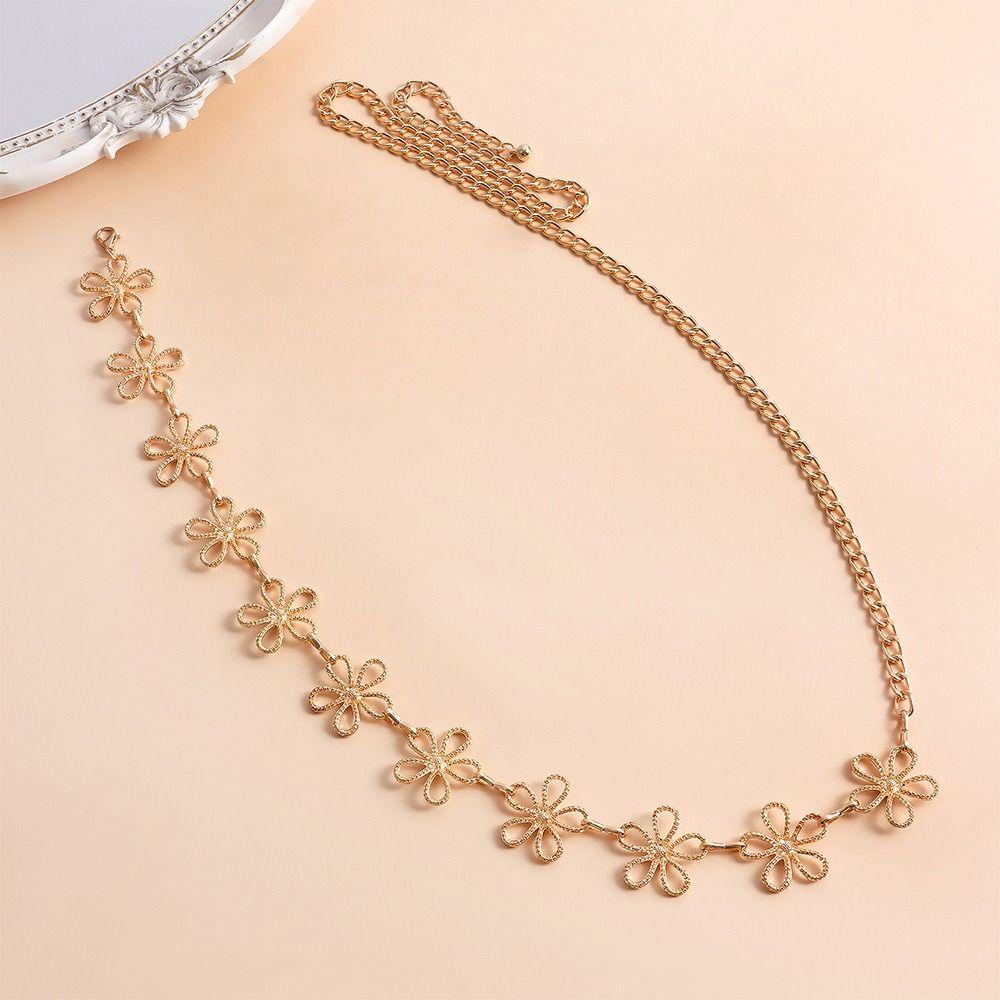 Versatile Match Metal  Belt Flower Body Chain Fashion Bikini Belly Belt  Women