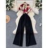 Western Style High-Grade Cross Collar Flying Sleeves Jumpsuit Women Summer Slim Fit Slimming Wide-Leg Royal Sister Temperament Trousers