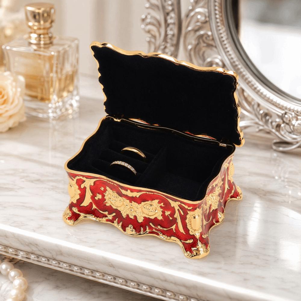 Metal Enamel Jewelry Box Rectangular Jewelry Organizer Trinket Box  Gemstone Storage Tray