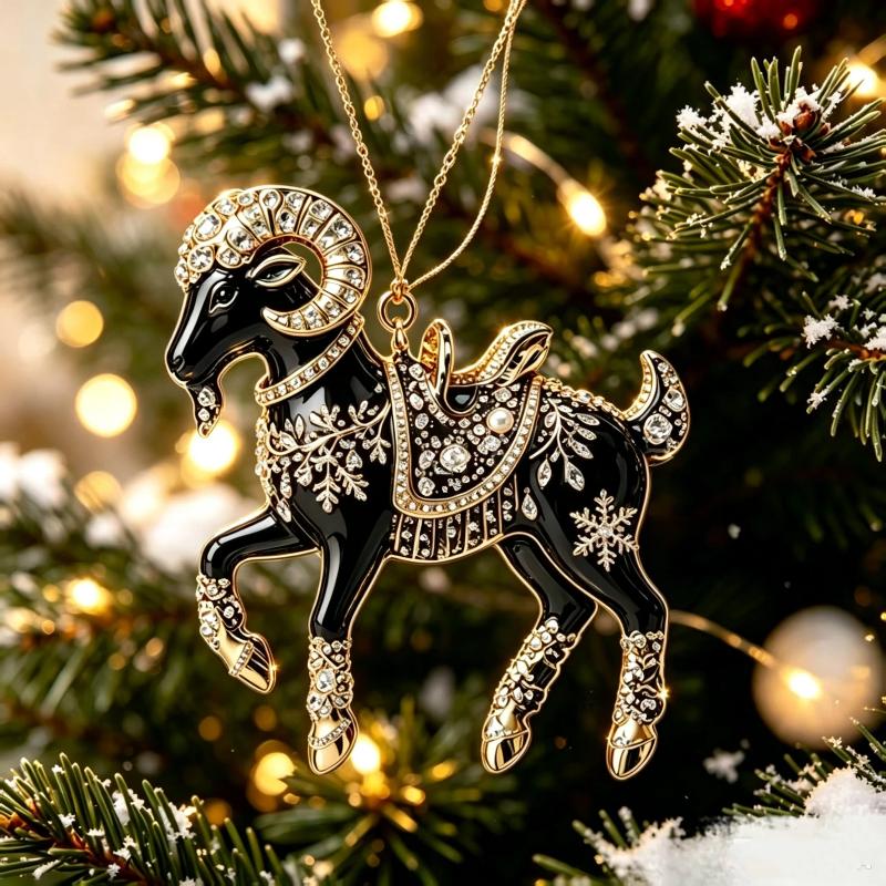 Christmas Tree Hanging Ornament Chinese Zodiac Goat Acrylic Pendant for Home Winter Holiday New Year Party Decor Gift