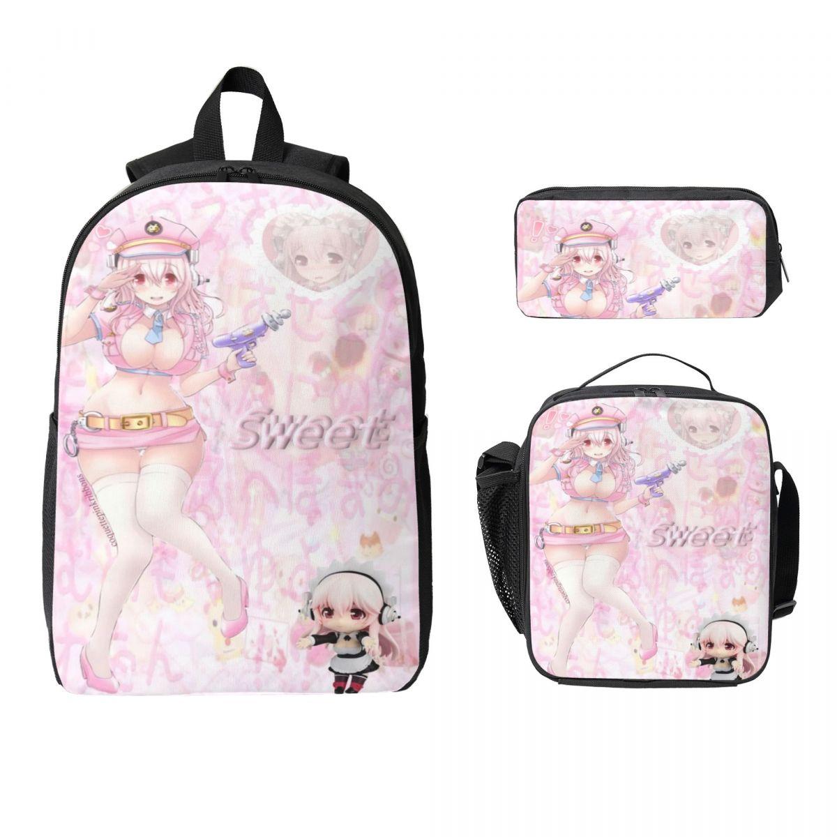 Ensemble d'accessoires Super Sonicos 3 pièces Sac à dos pour enfants Sacs à crayons Sacs d'école avec boîte à lunch Pour élèves du primaire Sac à dos de jour