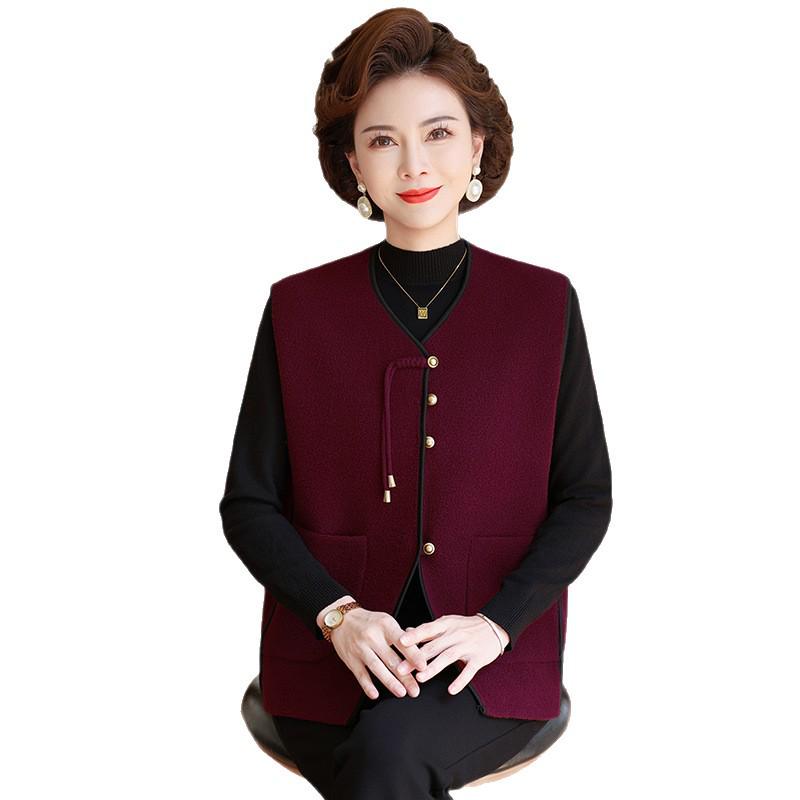 New Autumn Chinese-Style Vest for Middle-Aged & Elderly Women - Sleeveless Jacket for Spring & Autumn