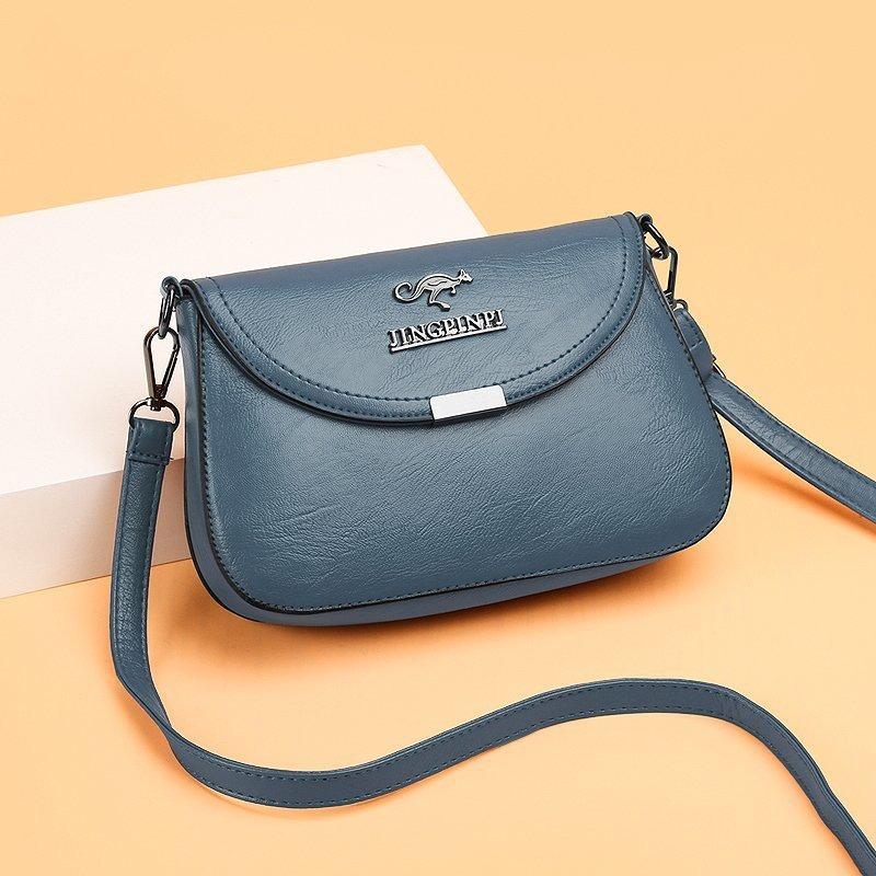 

Women New Crossbody Bag Soft Leather Texture Shoulder Bag Fashion Mini Square Bag Middle-Aged Mom Mother-in-Law Shoulder Bag синий