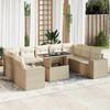 VidaXL Garden Lounge Set with Cushions 10 Pcs Beige Braided Resin 3326859