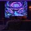 Leofanger Blacklight Galaxy Space Tapestry Colorful Starry Sky Tapestry UV Reactive Neon Plant Floral Wall Tapestries Trippy Mountain Tapestries Wall