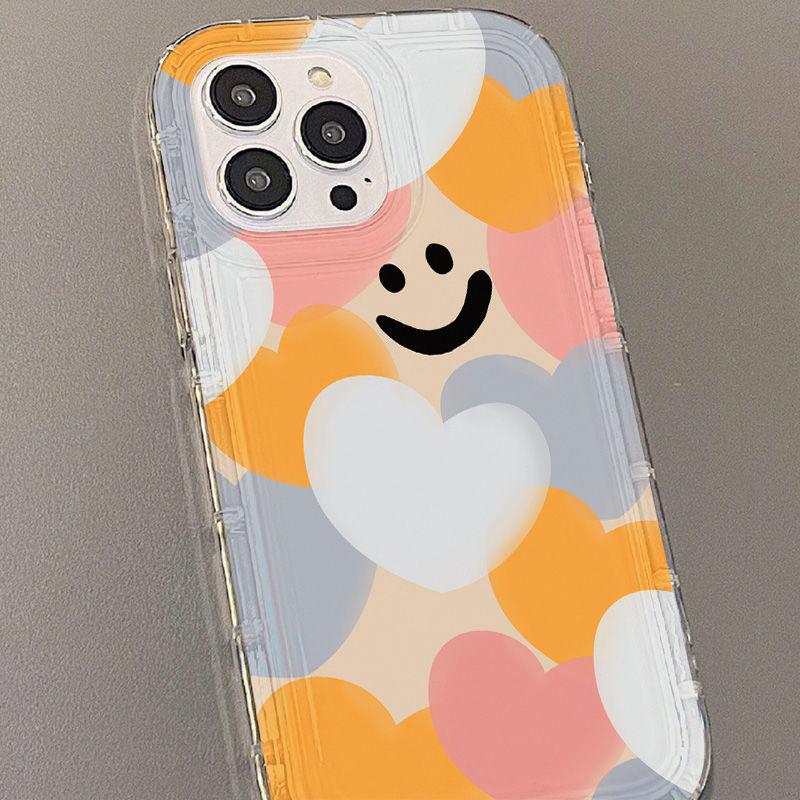 Applicable iPhone17Pormax mobile phone case 14pro color love smile face 16 all-inclusive 15/13 protective case