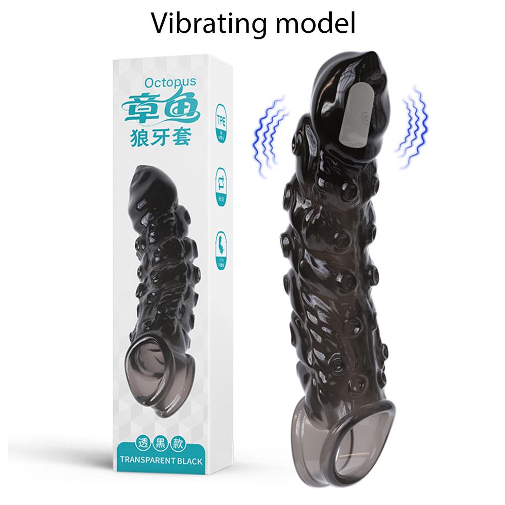 Penis Vibrator For Men Penis Enlargement Sleeve Delay Ejaculation Cock Ring Reusable Condom Penis Extender Adult Sex Toy For Men