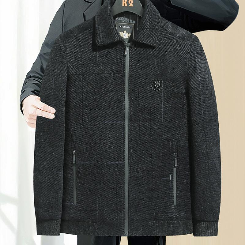 Stand-up collar fleece thickened men's urban business leisure middle-aged and elderly men's jacket
