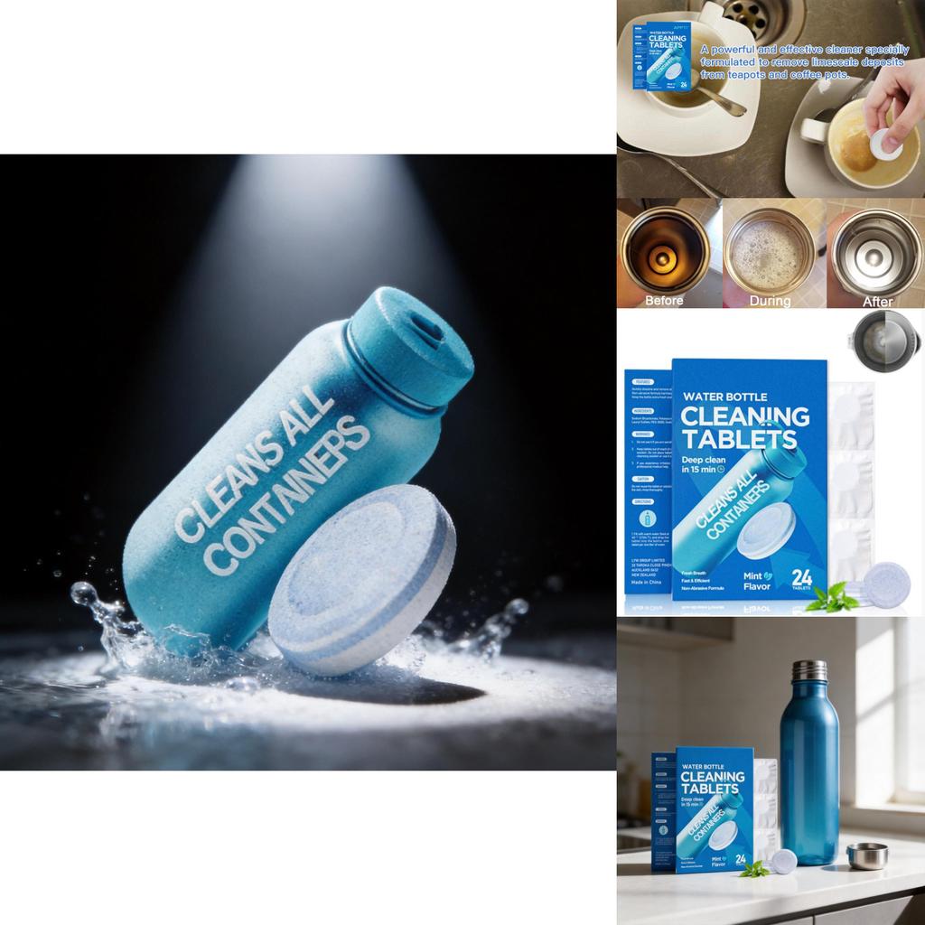 Limescale And Stain Remover Tablets For Water Bottles With Active Cleaning Formula