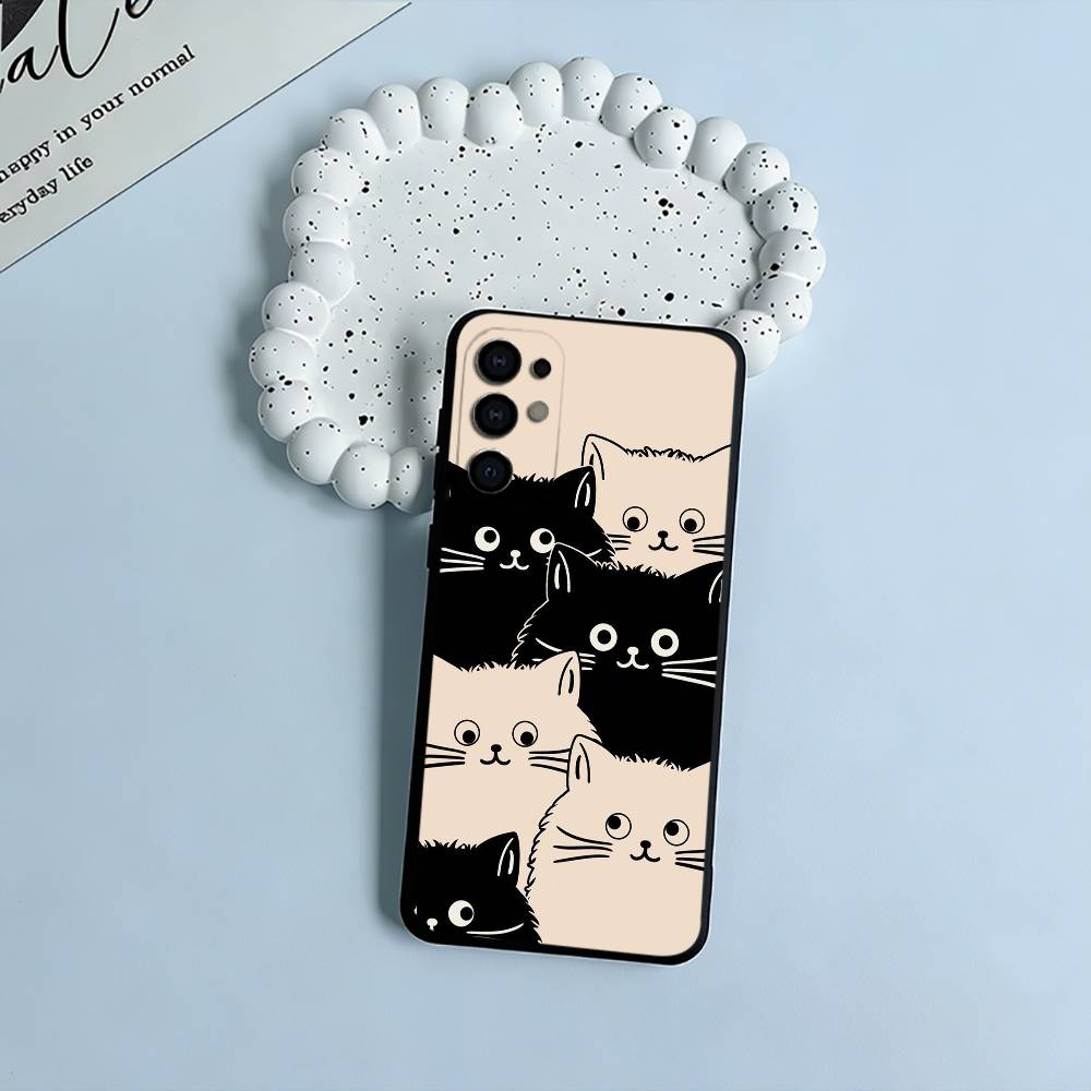 cartoon cats Phone Case For Samsung S25,S24,S21,S22,S23,S30,Ultra,S20,Plus,Fe,Lite,Black Soft Silicone