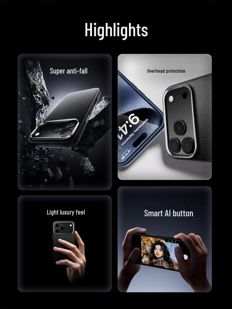 Elektrogeplateerde Echt Lederen Frosted Magnetische Hoes voor iPhone 17 Pro Max