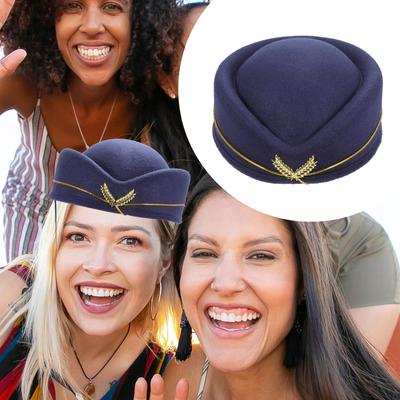 Stewardess Hat Beret Hat Women Air Hostesses Hat Party Cosplay Formal Uniform Caps Accessory Party Hats Costume