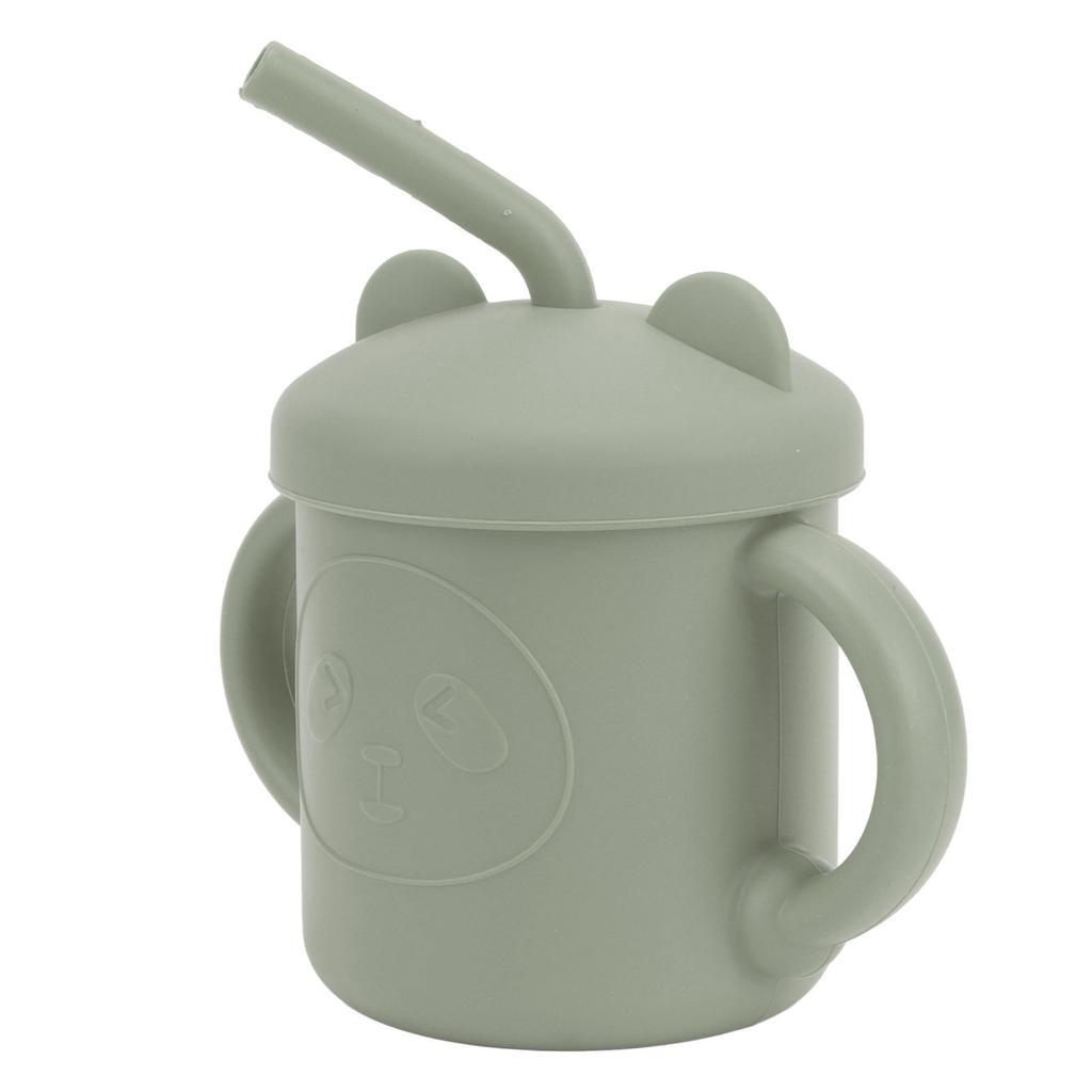 1 Pcs Silicone Sippy Cup Panda Pattern Baby Learning Training Cup Drop Resistant Silicone Sippy Cup with Handles Spout