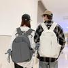 Schoolbag New Solid Color Simple Large Capacity Student Junior High School Primary School Backpack Lightweight Trendy Cool Men's and Women's 