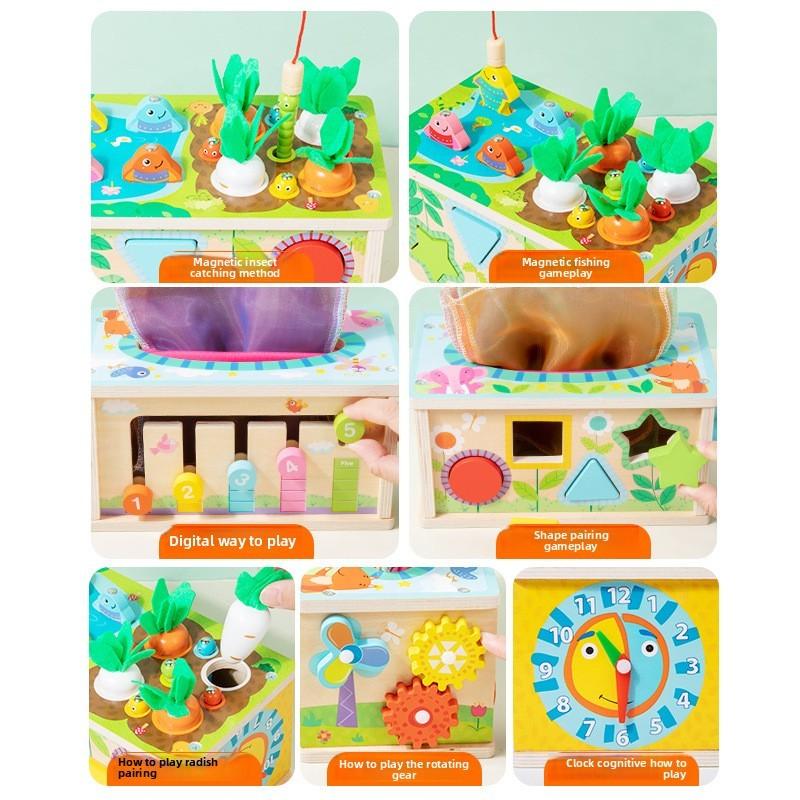 Tissue Wooden Paper Game Box Toy With Interactive Fishing Pulling Activities