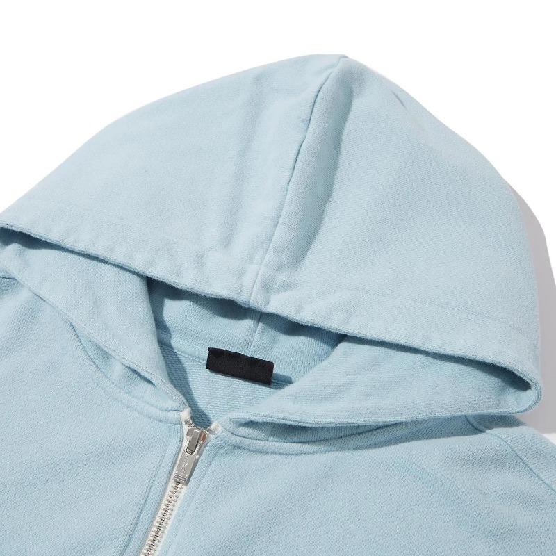 Li Ning X Pleasures Collaboration Disc Print Letter Zip-Up Hoodie Unisex Hoodies Forget-Me-Not-Blue AWDTC03-2