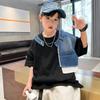 Boys' summer clothes short sleeved T-shirt 2026 new children's summer top, mid size children's summer style, cool and trendy, explosive street trend