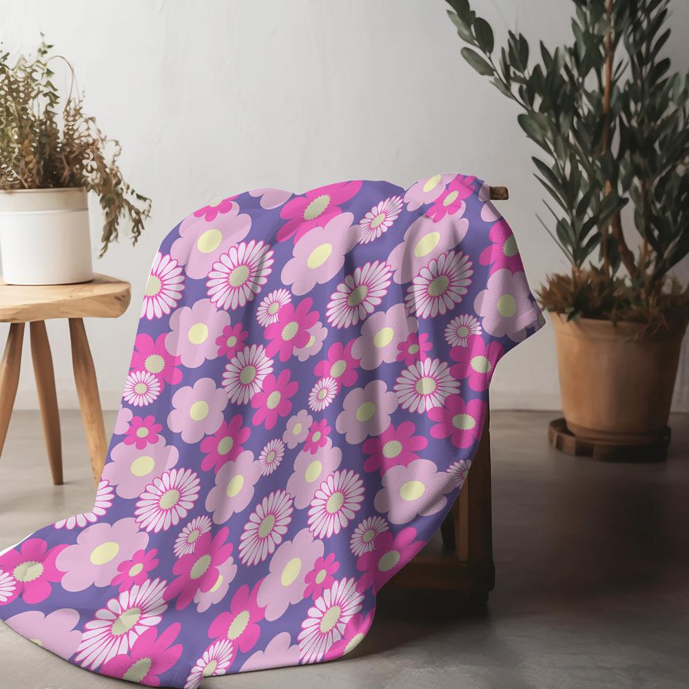 Blumenmuster Fleece-Decke Weich Warm Gemütlich Dekorativer Überwurf für Kinder Mädchen Teenager Erwachsene
