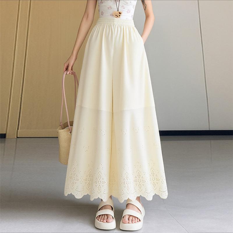 

ZANZEA Женские повседневные брюки с эластичной талией, свободные, для отпуска, с широкими штанинами, укороченные 5XL абрикосовый