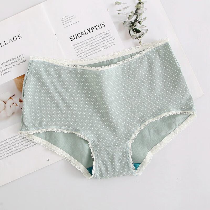 AB Women's Stretch Cotton Antimicrobial Mid-Waist Panties, Polka Dot, Lace Trim, 3-Pack