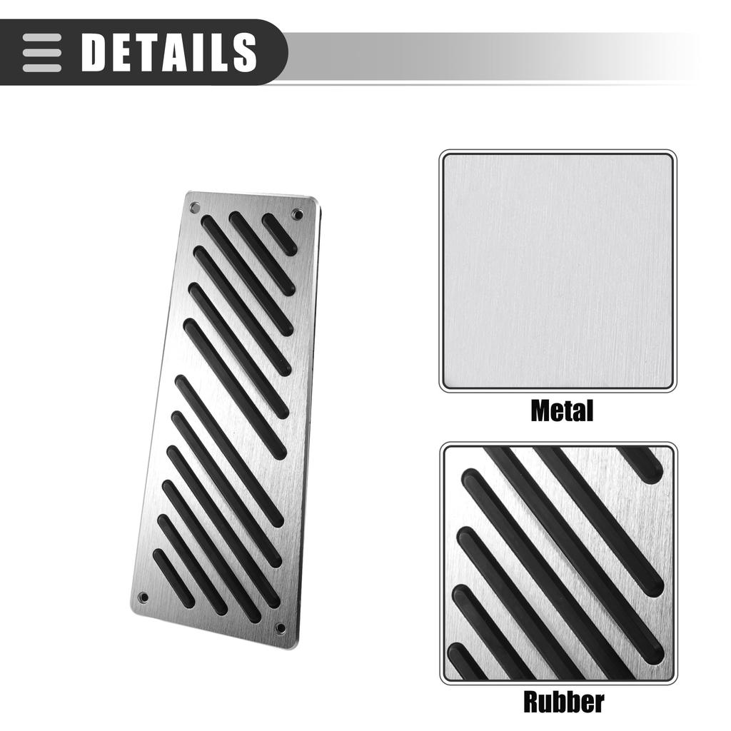 Motoforti Gas Accelerator Brake Footrest Pedal Pad Covers for Smart ForTwo Metal Black Silver 1 Set Mercedes-Benz 2009-2014, Tone,