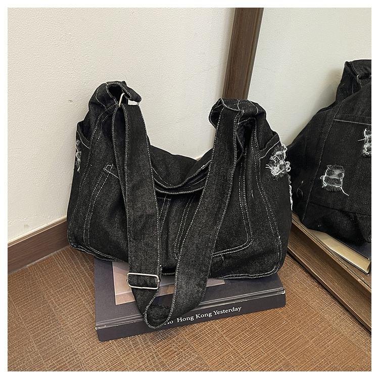 IELGY Denim Bag Fashion Commuter Shoulder Large Capacity Crossbody Bag