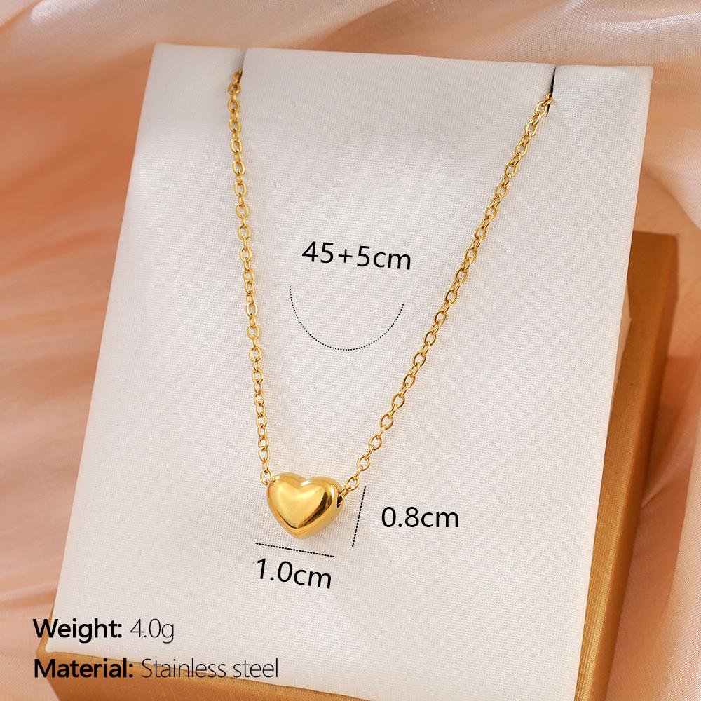 Heart-Shaped Korean Necklace: Elegant, Sweet, Colorfast, Versatile, Washable, Beloved Collarbone Chain