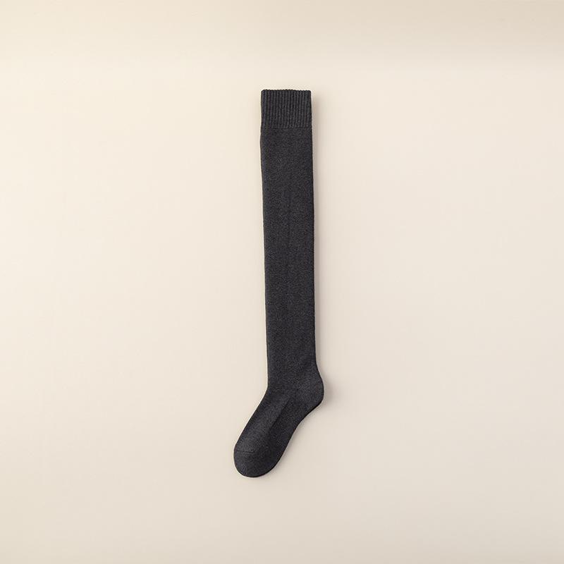 Cashmere Socks Women'S Autumn And Winter Fleece Thickened Abraded Extended Knee Socks Solid Color Versatile Thin Warm Stockings Jk
