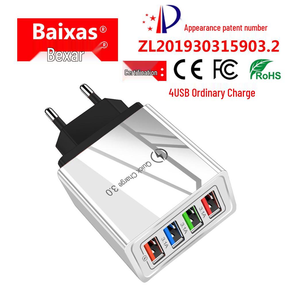 Multi-Port 4 USB Power Adapter 5V 3A Mobile Charger for US/EU - In Stock & Popular