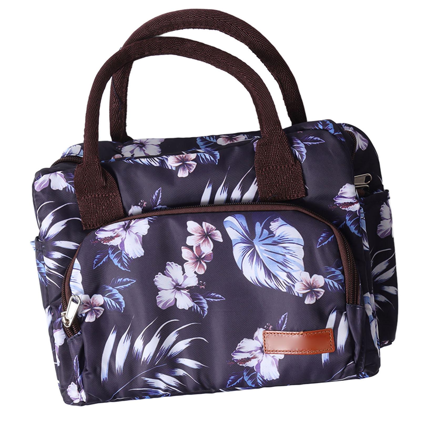 Insulated Bag Large Capacity Thermal Lunch Handbag Fashionable Floral Print Cooler Lunch Box with Strap for Mother Baby 1190₽