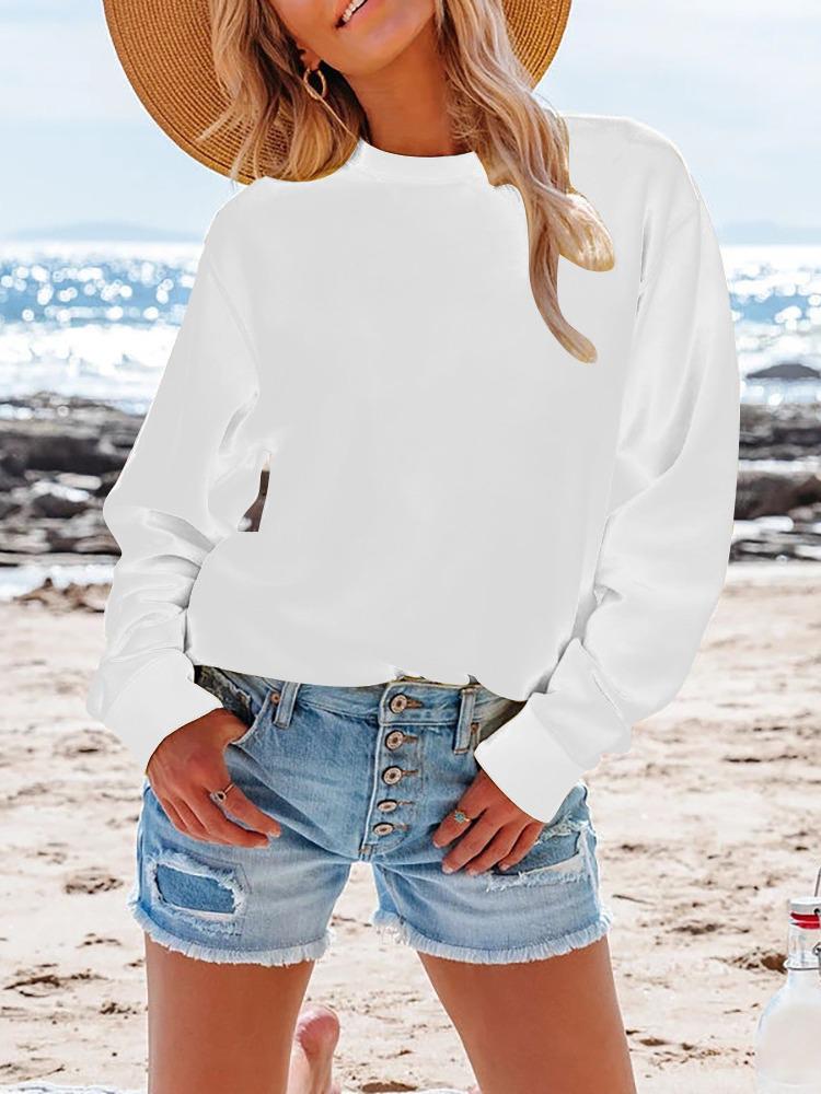 2024 Women's Autumn/Winter Plus Velvet Long Sleeve Hoodie - Loose Fit, Solid Color