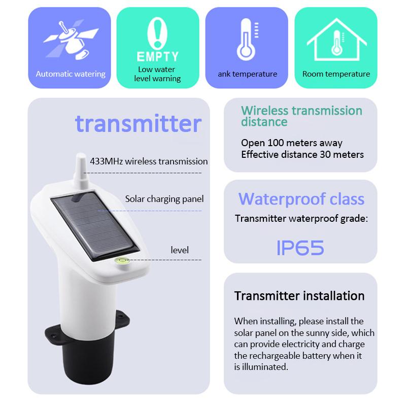 Ultrasonic Level Gauge Water Liquid Tank Depth Temperature Monitor Solar Charging Water Level Gauge with Water Tank Controller