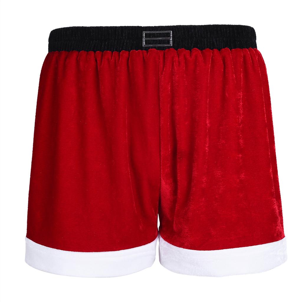 Herren Velours Weihnachts-Weihnachtsmann-Kostüm Feiertags-Cosplay-Slips Boxershorts